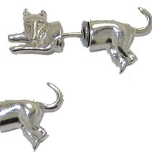 Cat Earrings are 925 Italian Sterling Silver NWT - Picture 2 of 2